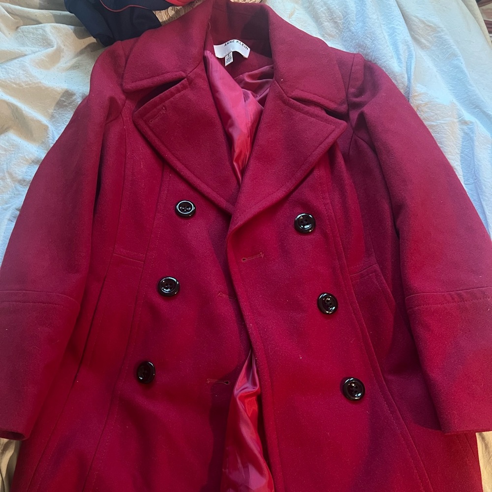 Ann Klein Cranberry Red Peacoat